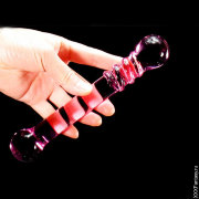 Двухсторонний дилдо из розового стекла