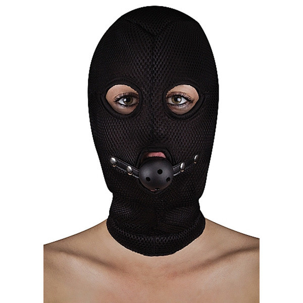 Черная маска с вырезами и кляпом