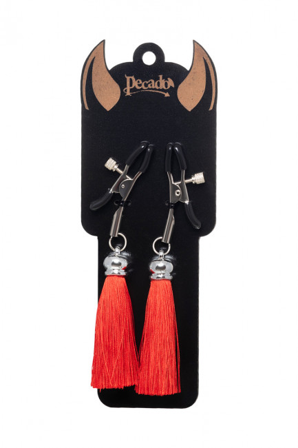 Сосковые зажимы прищепки с кисточками из шелка Сосковые зажимы прищепки с кисточками из шелка