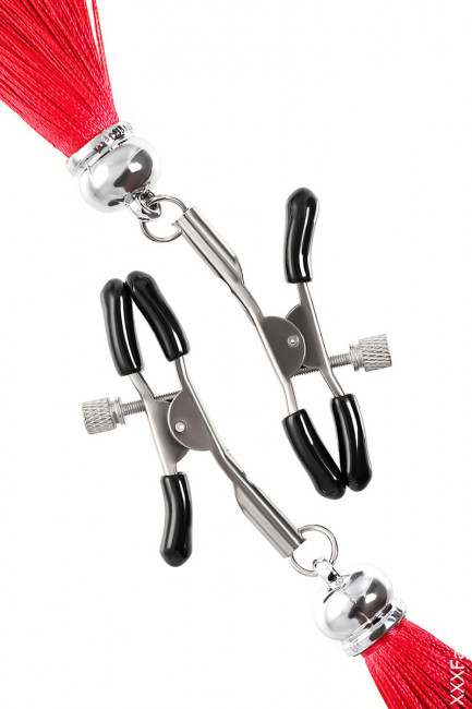 Сосковые зажимы прищепки с кисточками из шелка Сосковые зажимы прищепки с кисточками из шелка