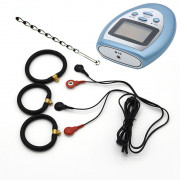 Прибор для электросекса с уретральным плагом и кольцами на пенис Прибор для электросекса с уретральным плагом и кольцами на пенис