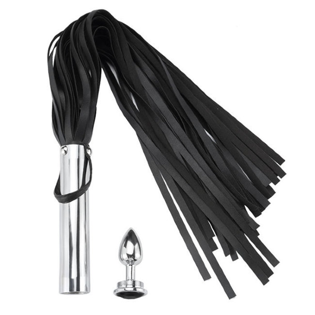 Флогер с металлической анальной пробкой