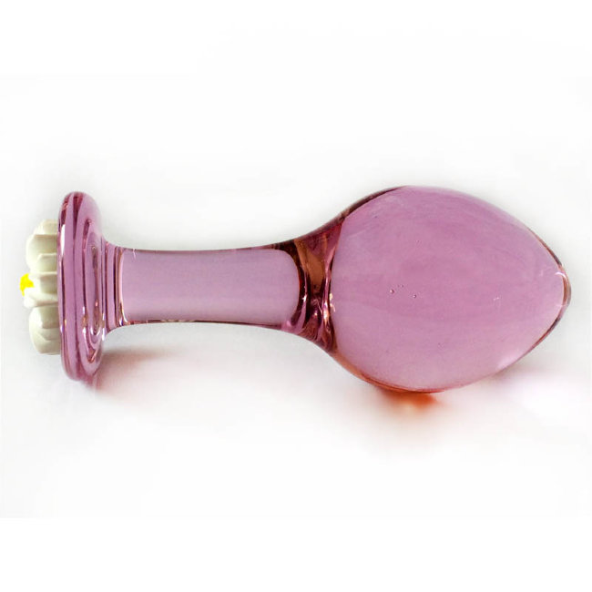 Стеклянная анальная пробка с украшением в форме цветка Стеклянная анальная пробка с украшением в форме цветка