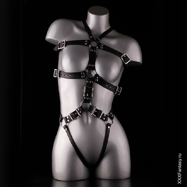 Кожаное женское боди из ремней