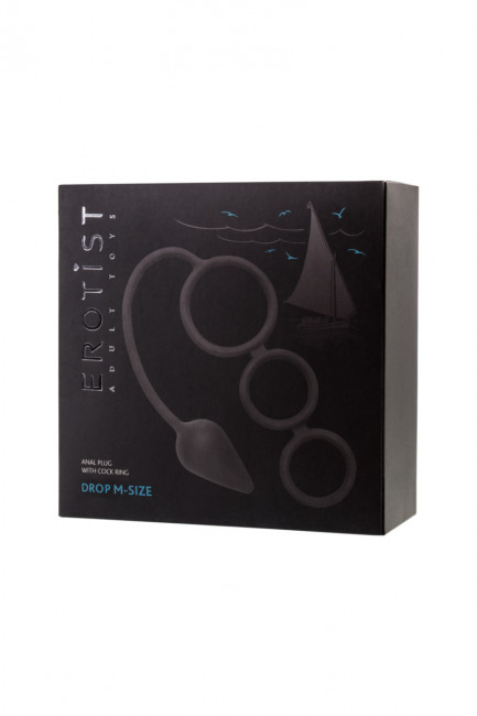 Анальная пробка с тройным эрекционным кольцом