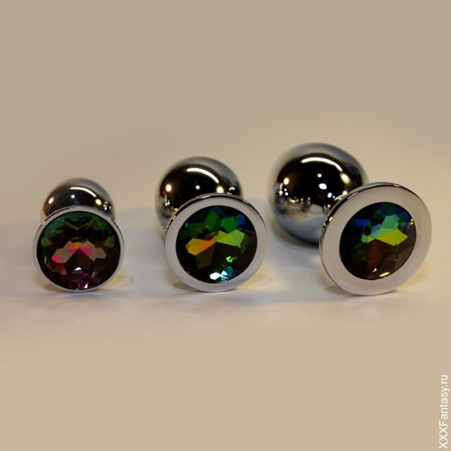 Тяжёлый анальный плаг из стали с кристаллом Тяжёлый анальный плаг из стали с кристаллом