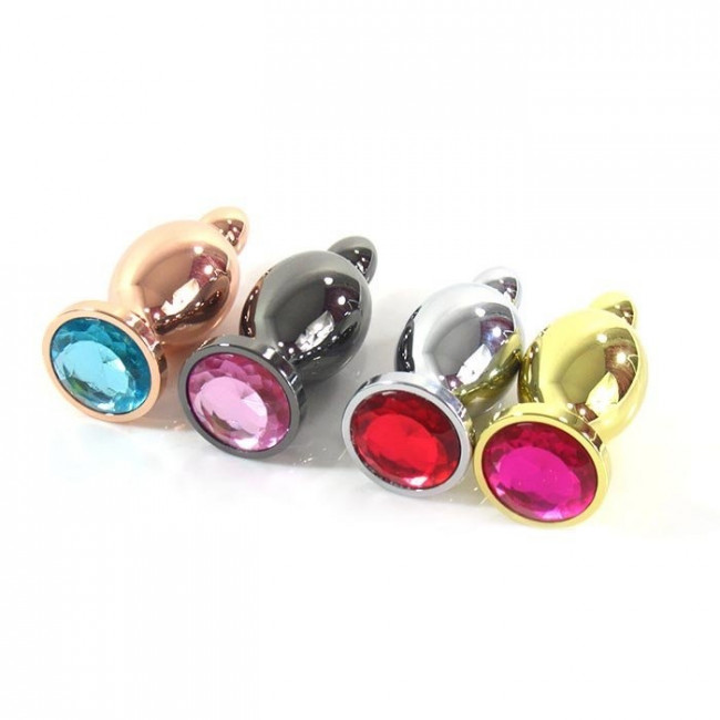 Анальный стимулятор стального цвета со стразой в основании Анальный стимулятор стального цвета со стразой в основании