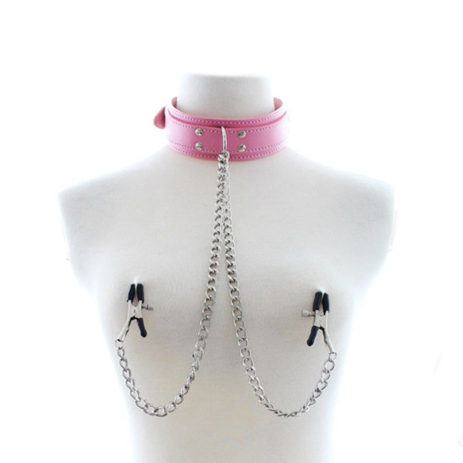 Ошейник с зажимами для сосков Ошейник с зажимами для сосков