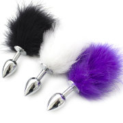 Металлическая анальная пробка с заячьим хвостиком Металлическая анальная пробка с заячьим хвостиком