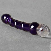 Стимулятор для секса из синего стекла с цветком ручной работы