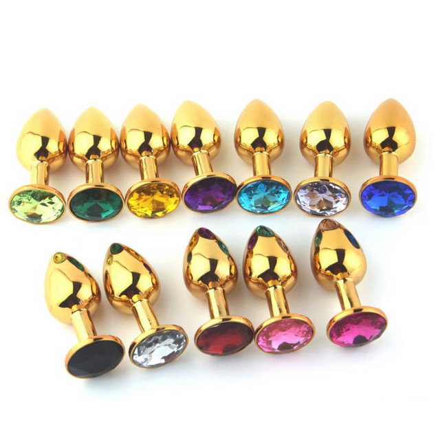 Золотая анальная пробка со стразой Золотая анальная пробка со стразой