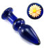 Анальный стимулятор из синего стекла с украшением в виде цветка Анальный стимулятор из синего стекла с украшением в виде цветка