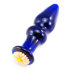 Анальный стимулятор из синего стекла с украшением в виде цветка Анальный стимулятор из синего стекла с украшением в виде цветка