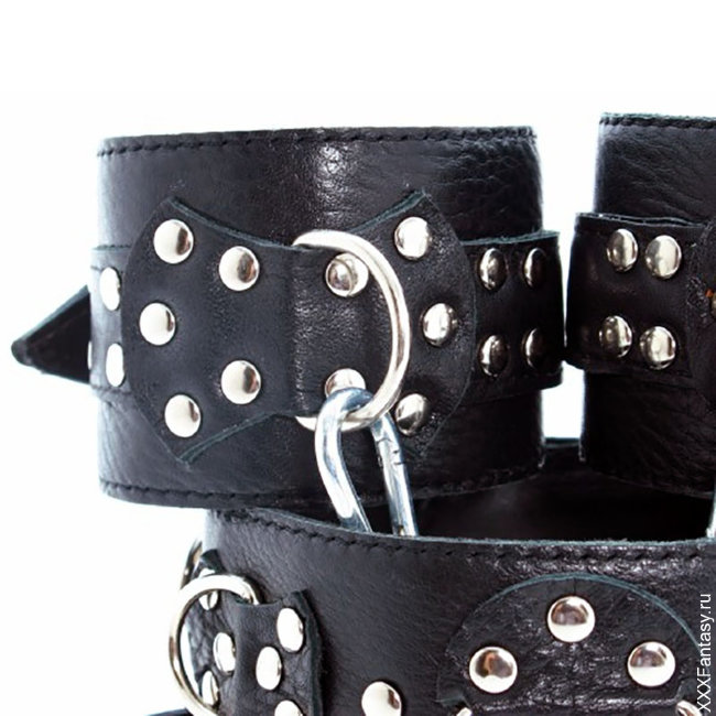 Комплект БДСМ оков с ошейником из мягкой натуральной кожи