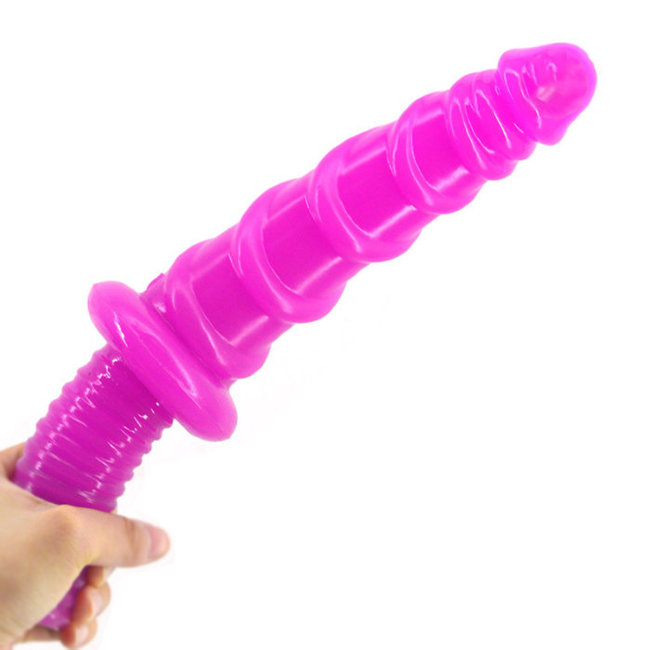 Ребристый фаллос с ручкой