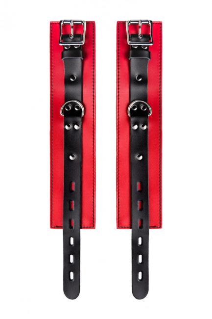 Оковы на ноги из красно-черной кожи