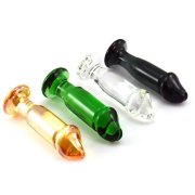 Стеклянный анальный фаллос на подставке