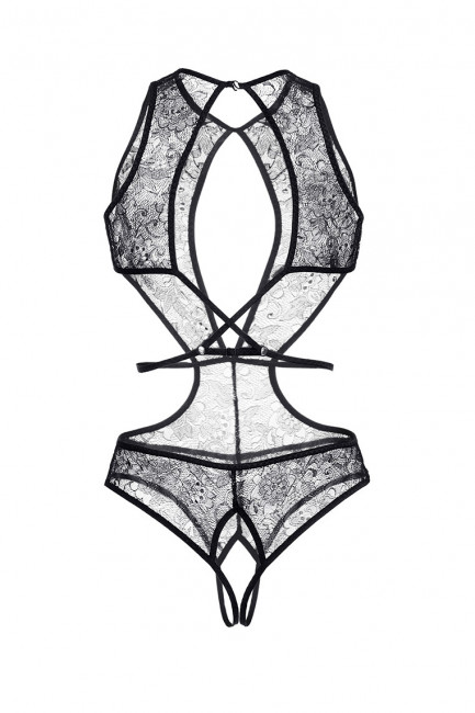 Эротическое боди из кружева с открытым доступом