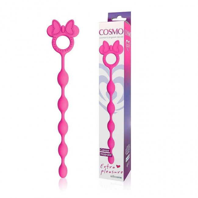 Анальная цепочка с колечком из силикона розового цвета Анальная цепочка с колечком из силикона розового цвета