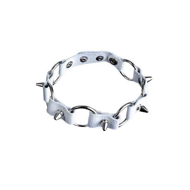 Кожаный ошейник с кольцами и шипами Кожаный ошейник с кольцами и шипами