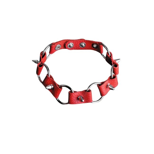Кожаный ошейник с кольцами и шипами Кожаный ошейник с кольцами и шипами
