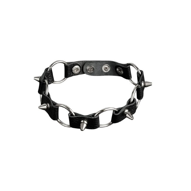 Кожаный ошейник с кольцами и шипами Кожаный ошейник с кольцами и шипами