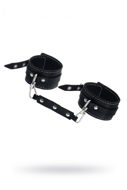 Оковы из натуральной кожи двухслойные с белой строчкой