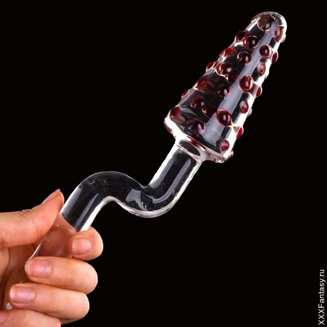 Пупырчатый стеклянный стимулятор с рукоятью Пупырчатый стеклянный стимулятор с рукоятью