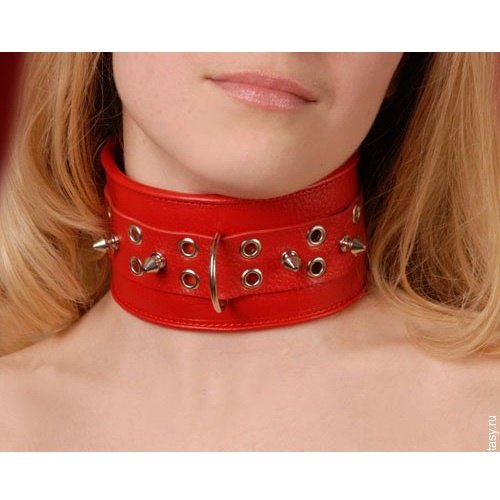 Широкий кожаный ошейник с шипами Широкий кожаный ошейник с шипами