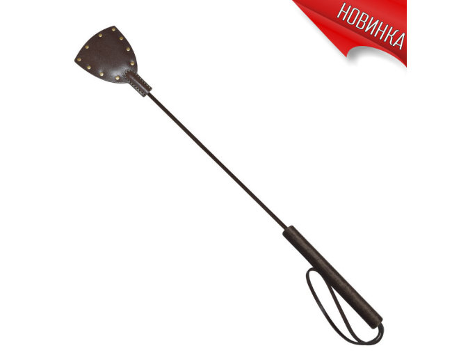 Стек с широкой хлопушкой из натуральной кожи цвета шоколада