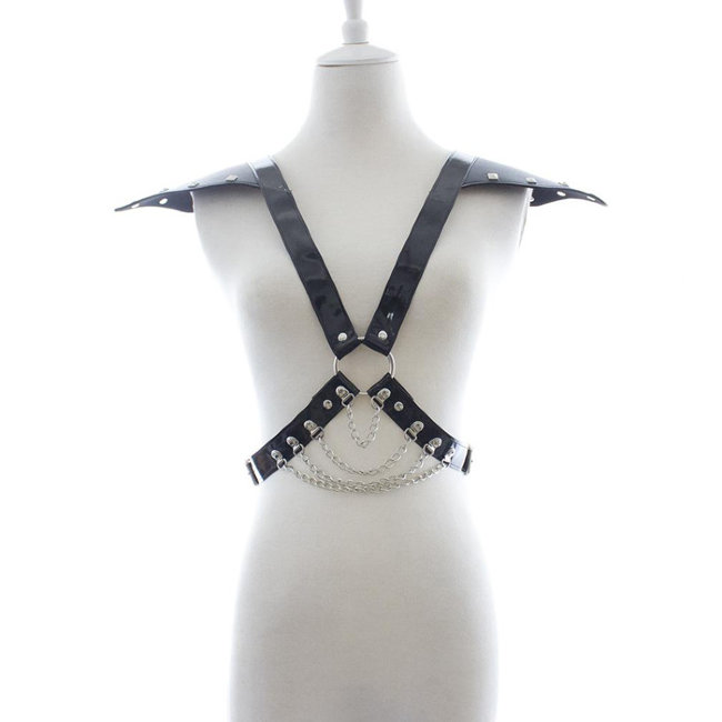 Садо мазо мужская сбруя с эполетами Садо мазо мужская сбруя с эполетами