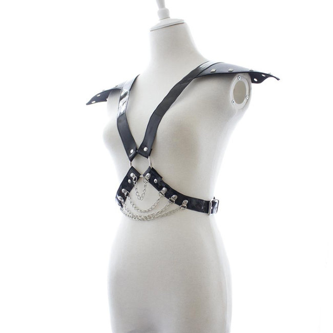 Садо мазо мужская сбруя с эполетами Садо мазо мужская сбруя с эполетами