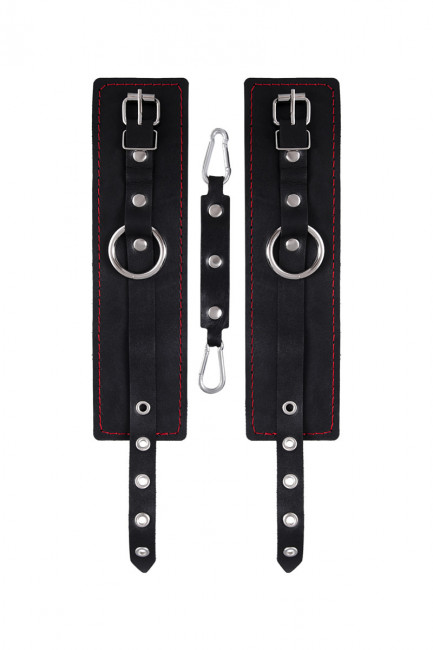 Оковы кожаные с контрастной строчкой