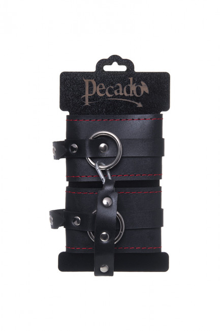 Оковы кожаные с контрастной строчкой