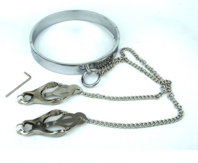 Ошейник с сосковыми зажимами