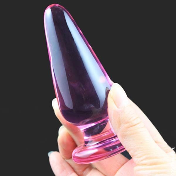 Анальная пробка из розового стекла Анальная пробка из розового стекла