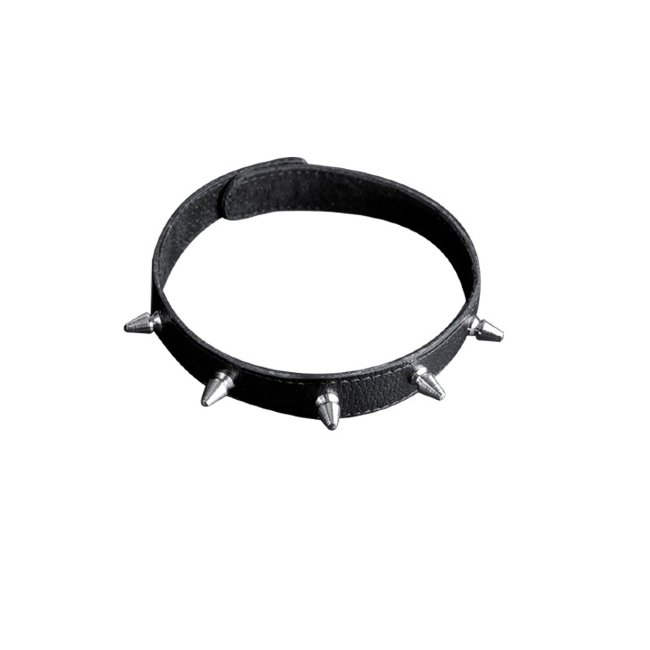 Кожаный узкий ошейник с шипами Кожаный узкий ошейник с шипами