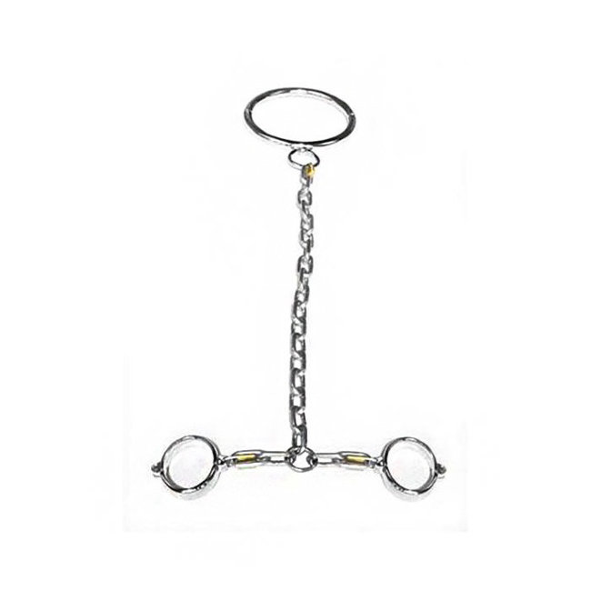 Металлические наручники и ошейник с цепями Металлические наручники и ошейник с цепями