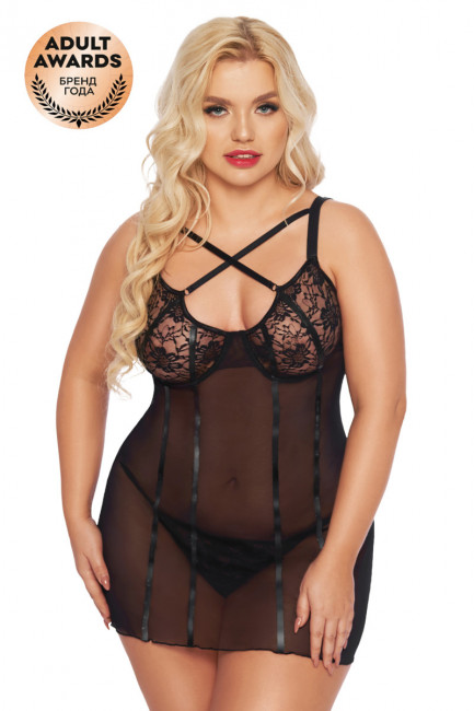 Прозрачное мини платье увеличенного размера