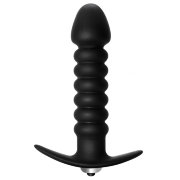 Ребристая анальная пробка с вибрацией