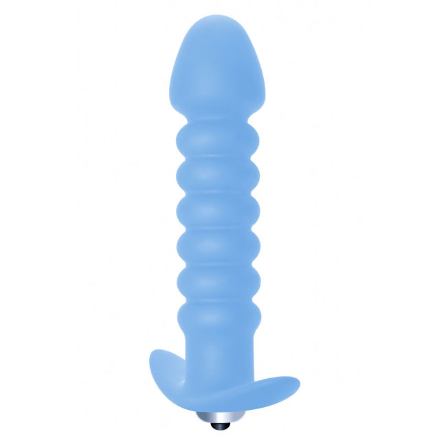 Ребристая анальная пробка с вибрацией