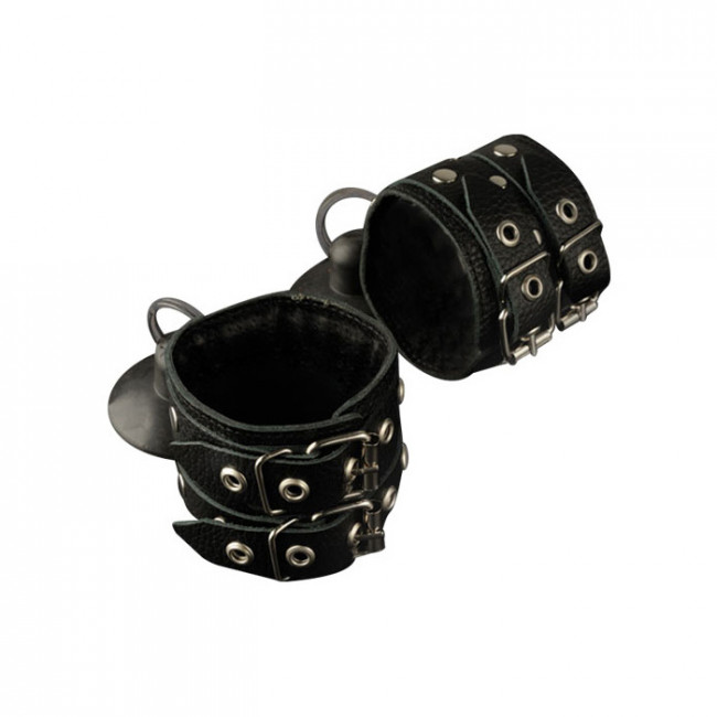 Наручники из натуральной кожи с фиксацией присосками Наручники из натуральной кожи с фиксацией присосками