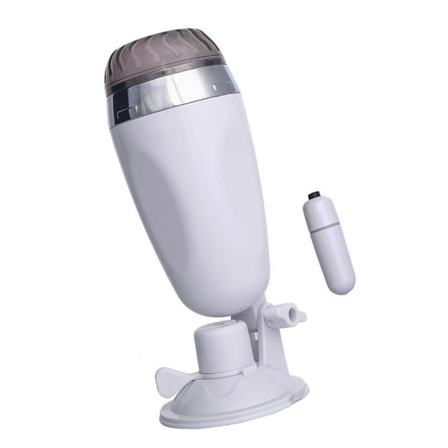 Реалистичный мастурбатор в колбе на присоске с вибро пулькой