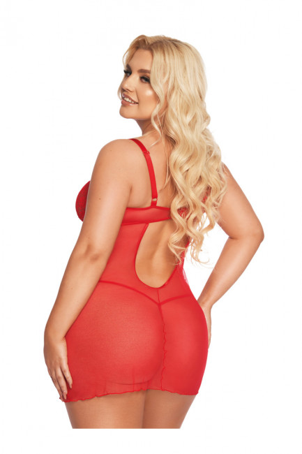 Прозрачное мини платье с кружевным верхом Прозрачное мини платье с кружевным верхом