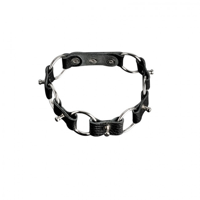 Ошейник с кольцами и шипами