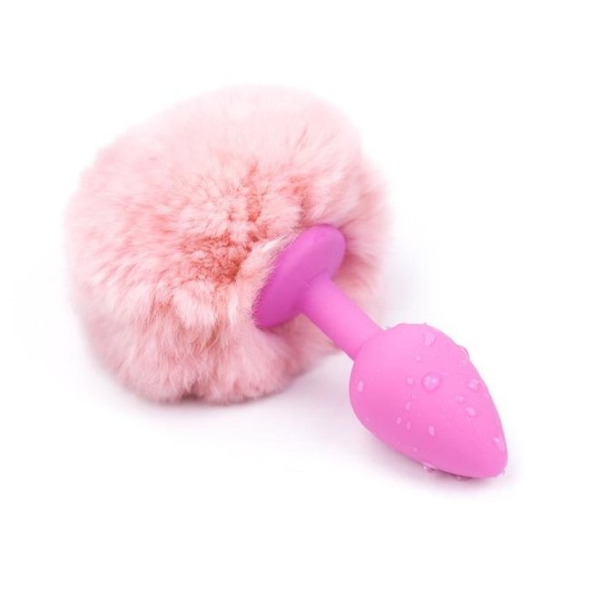 Анальная затычка с розовым хвостиком Анальная затычка с розовым хвостиком