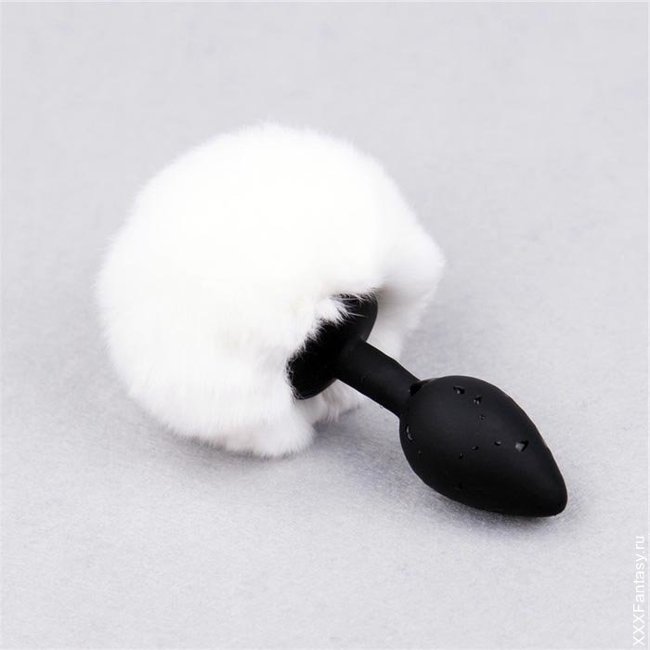 Анальная затычка с белым хвостиком Анальная затычка с белым хвостиком