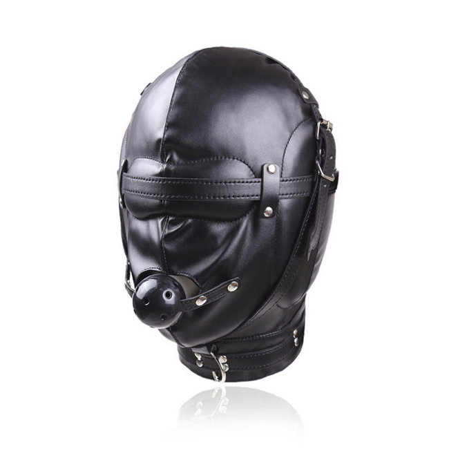 Черный БДСМ шлем с кляпом Черный БДСМ шлем с кляпом