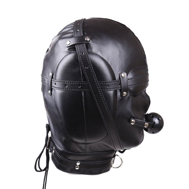 Черный БДСМ шлем с кляпом Черный БДСМ шлем с кляпом