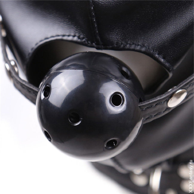 Черный БДСМ шлем с кляпом Черный БДСМ шлем с кляпом